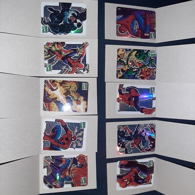 RARE Marvel 1995 SpiderMan CEL PRISM Vending Sticker Complete Set-10 Memorabilia