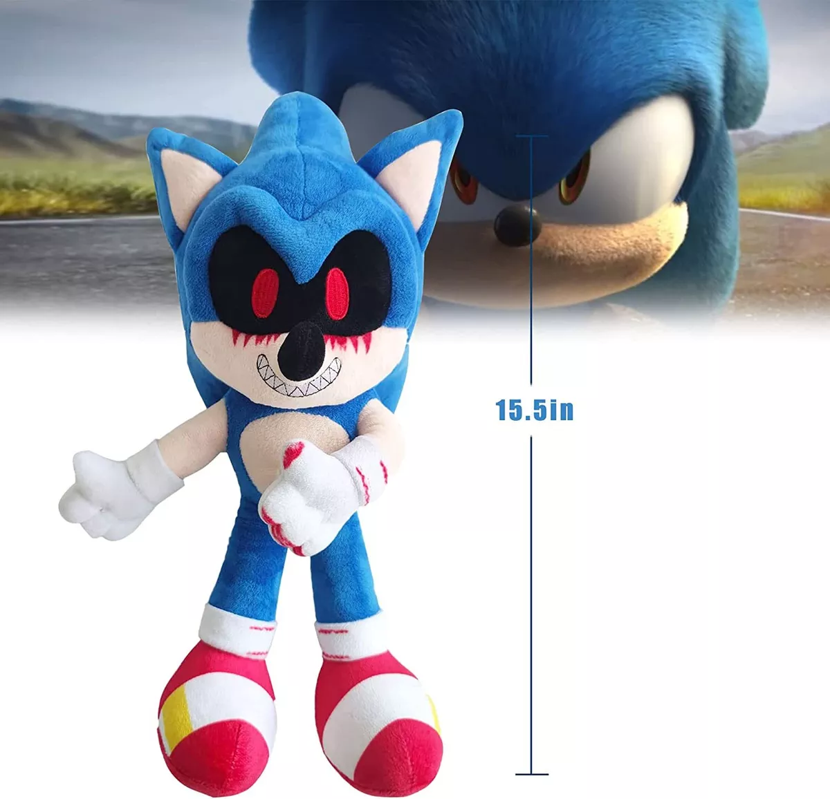 UIQCBHD 14.6 inch Blood Sonic.exe Plush Toy, Dark Sonic.exe