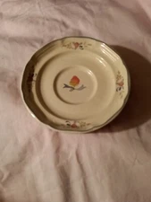 International Marmalade 4 Saucers #8868 Geese Blue Ribbon Fruit Floral Japan