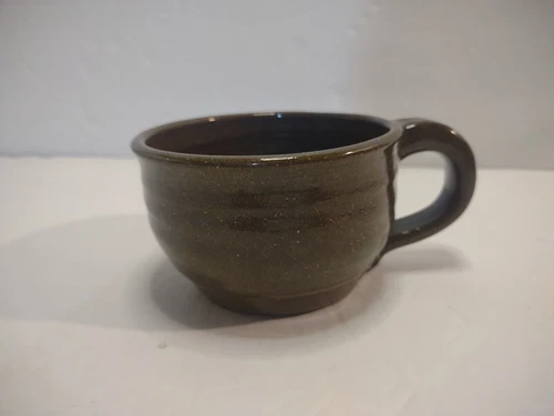 Vintage Wheel Thrown Pottery Cappuccino Stoneware mug Stamped / Signed