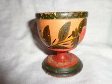 Rare Authentic Antique Primitive 19th.c Lehnware Painted Wood Master Salt Cup