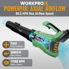 WORKPROX Feuilles sans fil 20V Vitesse variable du souffleur de feuille sans fil électrique