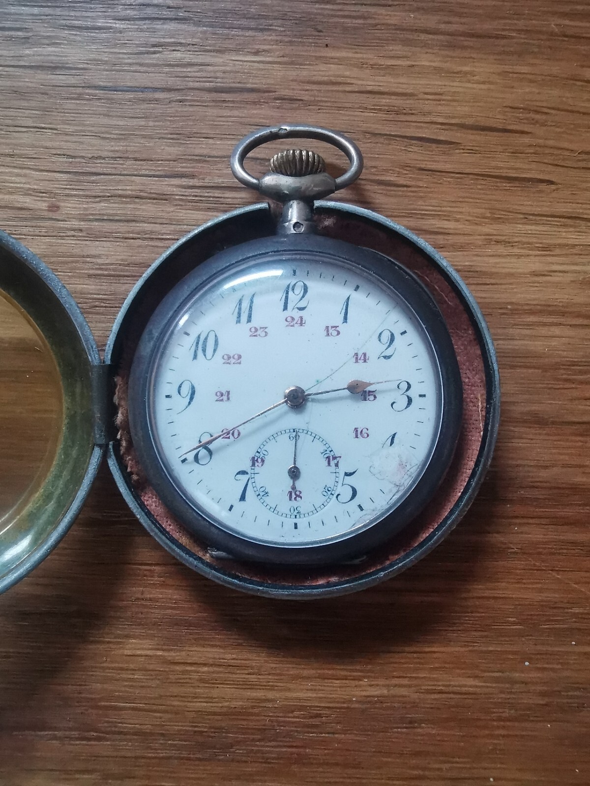 Antique Solid Silver Monogrammed Pocket Watch Wit… - image 1