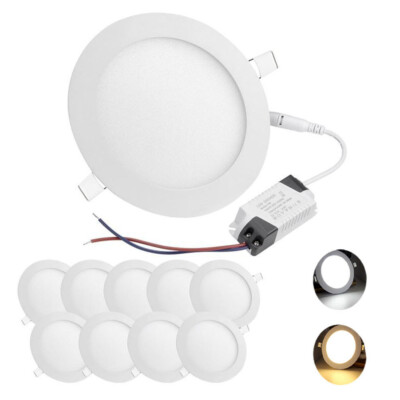 10 PCS 8inch 18W LED Recessed Ceiling Panel Down Lights Lamp Fixtures 6500K Cool