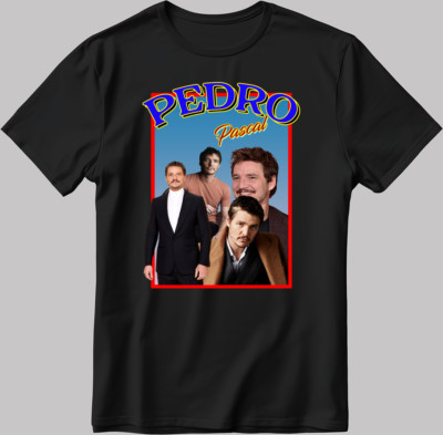 Pedro Pascal kurzärmeliges Herren-T-Shirt weiß/schwarz H901
