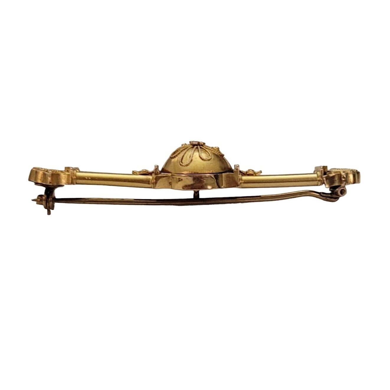 9K Yellow Gold Victorian Etruscan Style Bar Pin B… - image 5
