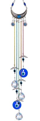H&D Crystal Suncatcher Ball Prism Blue Evil Eye Wings Wall Hanging Garden Decor