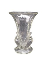 Vase Art Déco Tourterelles Josef Feigl Verre Moulé Libochovice  Tchèque