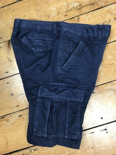 Mens Blue Cargo Pants Waist MEDIUM Workwear Shorts Used Army Pockets Shorts - Picture 2 of 4