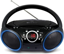 Portable CD Player Boombox with AM FM Stereo Radio, Aux Line in, Headphone Jack
