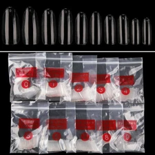 500Pcs Oval Head Round Stiletto Full Cover False Nail Art Tips Acrylic Clear