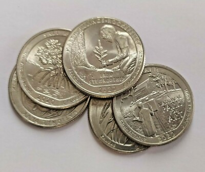 Lot of 5 America the Beautiful Quarters 2020, lote de quarters USA 2020 