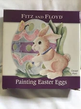 FITZ AND FLOYD ESSENTIALS PAINTING EASTER EGGS CERAMIC CANAPE PLATE