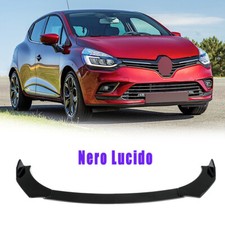 PER RENAULT CLIO IV MK4 SPOILER LIP LAMA SOTTO PARAURTI ANTERIORE NERO LUCIDO