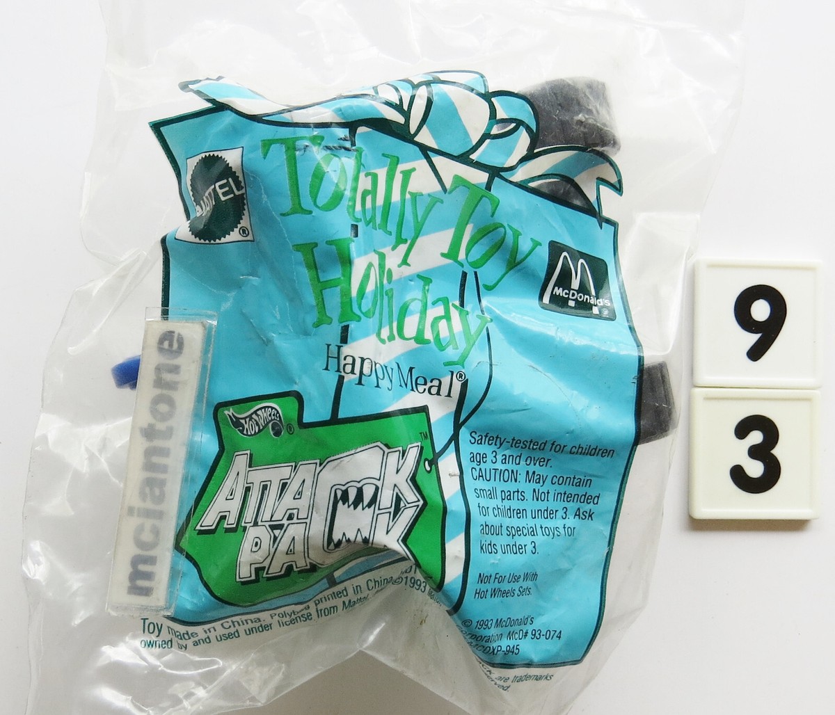 【専用】マクドナルド ハンドパペット 1993年 McDonalds 箱、袋付き McDonald's 1993 TOTALLY TOY HOLIDAY Mattel Christmas A/A