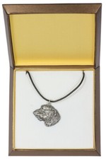 Irish Wolfhound I - Dog necklace in gift box, silver-plated locket for dog fan,