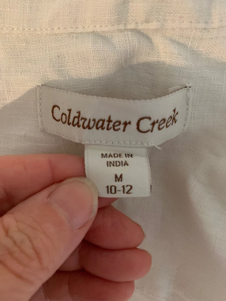 COLDWATER CREEK Camisa Manga Larga Lino Blanco Mujer M Foto 4 de 4