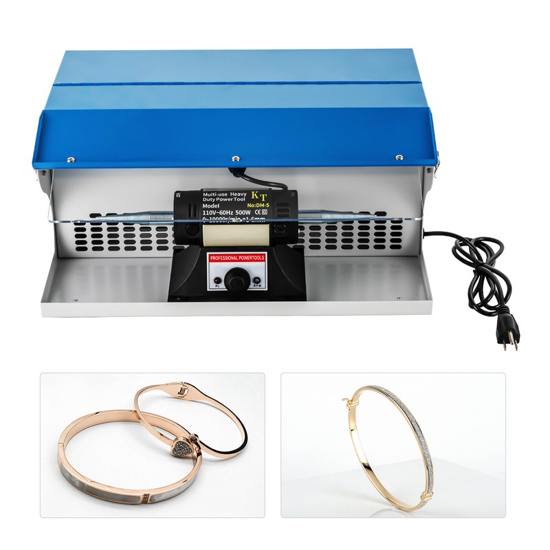 Benchtop Polishing Buffing Machine Jewelry Polisher Dust Collector W/ Light 500W