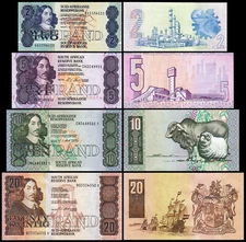South Africa SET 4 PCS, 2 5 10 20 Rand 1990, UNC, P-118 119 120 121, Sign 7