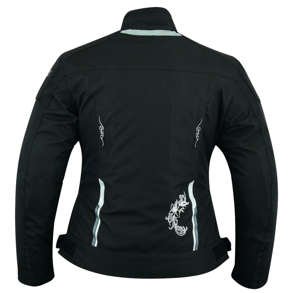Damen Motorrad Jacke Motorradjacke Textil Schwarz Motorradjacke mit Protektoren - Bild 2 von 4