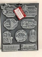 NEW Stamperia Maxi Mould 8x11" Musical Instruments With Encouraging Sentiments