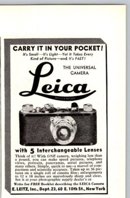 1932 Print Ad E. Leitz Leica Camera with 5 Interchangeable Lenses New York NY