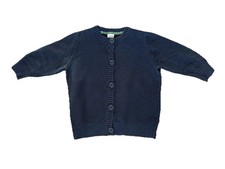 L.L. Bean Navy Blue Cotton Cardigan Sweater Chunky Knit 3/4 Sleeves Size XL