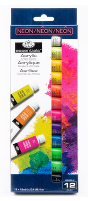 Royal & Langnickel Essentials Neon Acrylic Paint Set 12 Piece Artist Pack 12ml