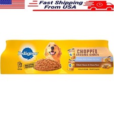 12 Pack Wet Dog Food Chopped Ground Dinner Chicken Beef Bacon Cheese 13.2 oz New 2.92 per gallon