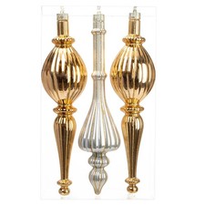 3 Pcs 16" Large Christmas Ball Ornaments - Giant Shatterproof Finial Drop Chr...