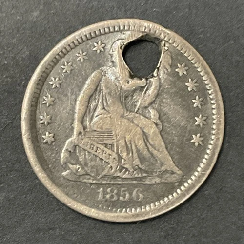 1856 Seated Liberty Half Dime HOLED