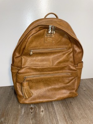 Monopoly Office Faux Leather Backpack Daily Laptop Bag Brown Discontinued
