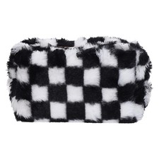  Kawaii Checkered Pencil Case With Zipper, Large Capacity Makeup Pouch, Cute