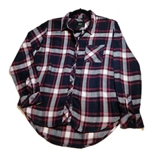 Rails Womens Flannel Button Up Shirt M Navy Blue/Red/White Plaid Long Sleeve Top