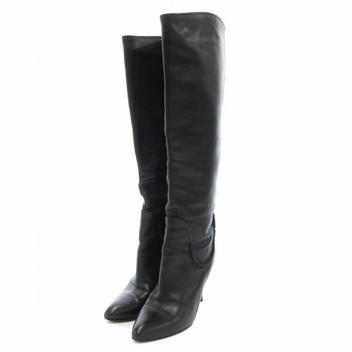 J M Davidson Long Boots Heel Leather S 7M Black Js Ladies EH364 | eBay
