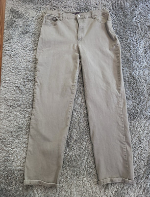 Gloria Vanderbilt Women's Beige Straight Leg Jeans Solid Zip 5-Pocket Size 12