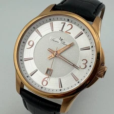 Lucien Piccard Adamello Quartz Watch Men 50m Rose Gold Leather Analog New Batter