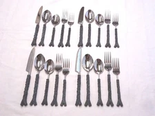 HANFORD FORGE H.F.LTD BOTANICA STAINLESS FLATWARE CHINA 20-PIECES