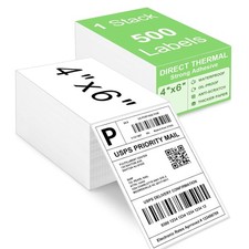 4x6 Fanfold Direct Thermal Shipping Labels 500/Stack for Zebra and Rollo Printer