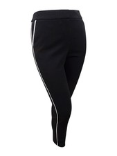 Calvin Klein Women's Mid-Rise Colorblocked-Trim Pants (10, Black) 191797114206