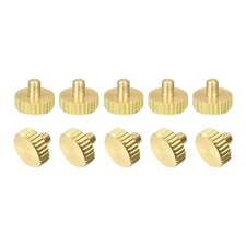10Pcs Brass Knurled Thumb Screws, M3x4mm  Flat Grip Bolt Knobs Fasteners