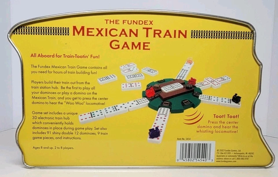 Fundex Mexican Train Game Dominos Electronic Sound 3D Hub Tin 91 Dominos 100% - Image 2 of 4