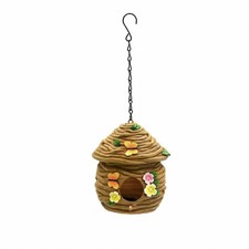 Hanging Birdhouse with Chain Rustic Birdhouse Ornament with Perch Outdoor