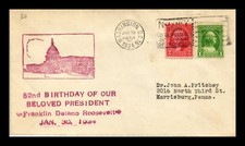 US COVER BELOVED PRESIDENT FRANKLIN D ROOSEVELT 52ND BIRTHDAY