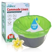 Commode Liners for Bedside Commode with Super Absorbent Pad 50 Pack Disposable B