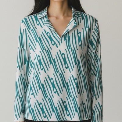 Jamie Sadock Simplicite Medium 1/4 Zip Shirt Long Sleeve Teal Patterned Golf