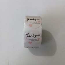 500Pcs Thank You for Supporting My Small Business Stickers Pink Heart New Roll