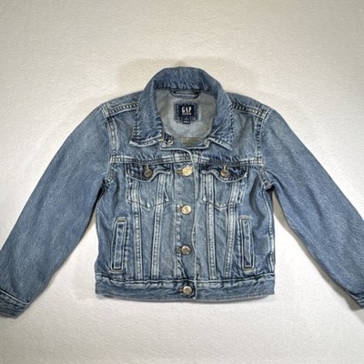 Gap Denim Basic Jacket Blue Unisex Kids S (6-7) Collared Long Sleeve