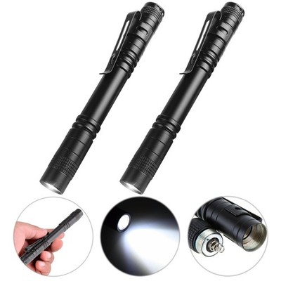 Flashlight, 2 PCS Mini Pen LED Lights, High Lumens, Pocket Size, Removable Clip,