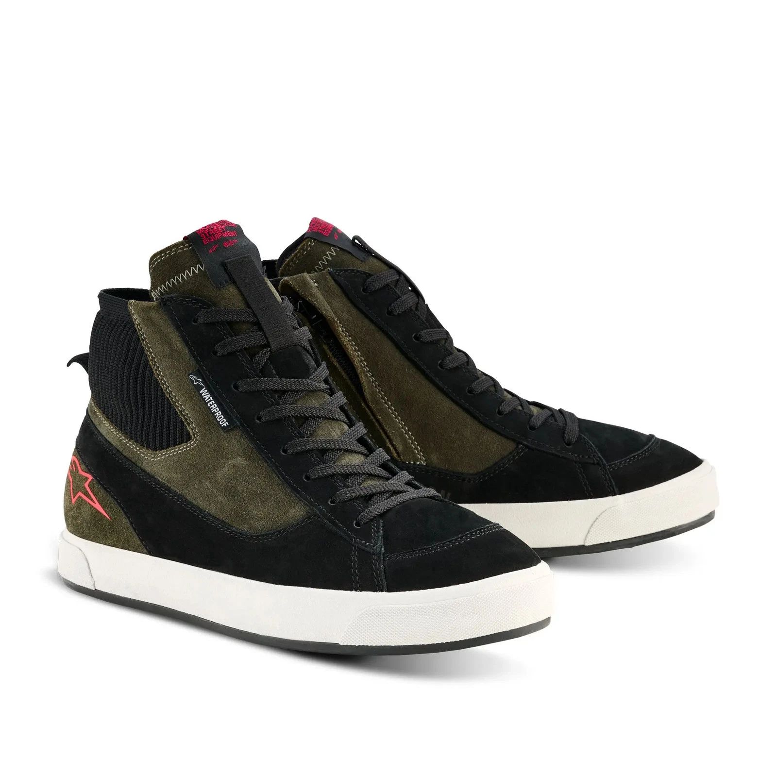 Alpinestars Stated Waterproof Motorcycle Shoes Military Green/Black/Off-White